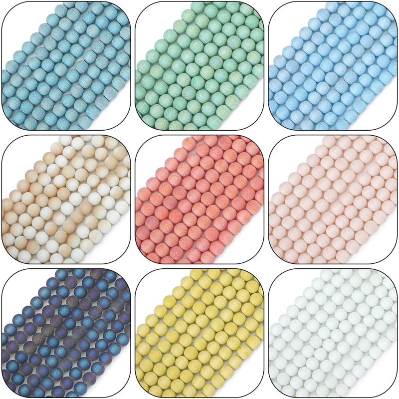 70Pcs Glass Flashing Sand Beads For DIY Necklace Bracelet Earrings Jewelry Making Craft Accessories