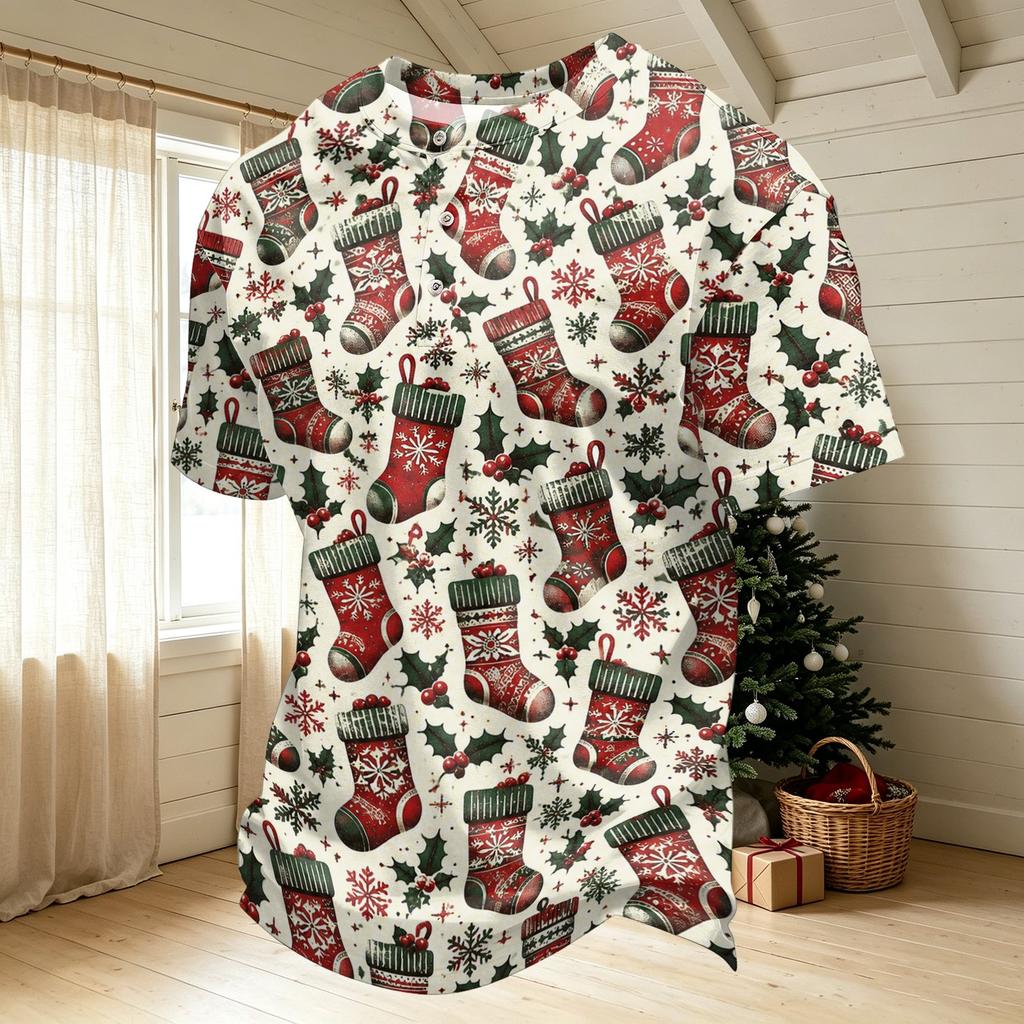 Herren Quick Dry Kurzarm T-Shirt mit Rundhalsausschnitt und Weihnachtsdruck