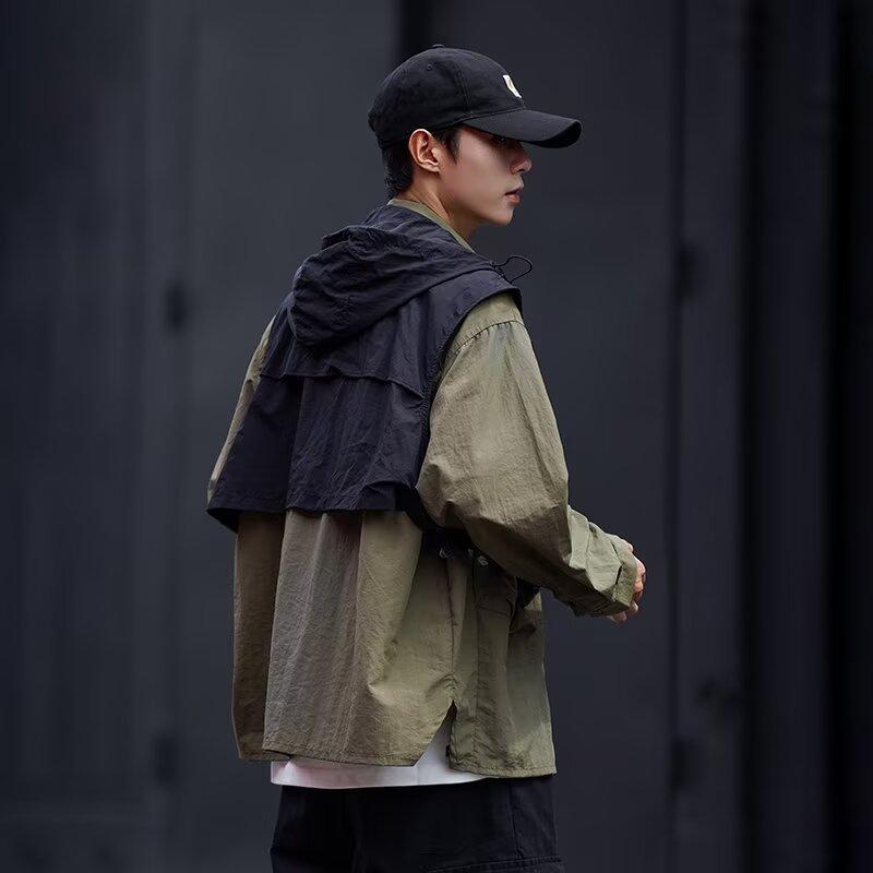 2024 Letter Long Sleeve Shirt Japanese Hong Kong Style Ins Loose Shirt Boys Summer Trendy Versatile Casual Coat