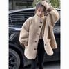 Women's Thick Shearling Stand Collar Jacket - Autumn/Winter, Loose Fit, Warm, Slimming Style
