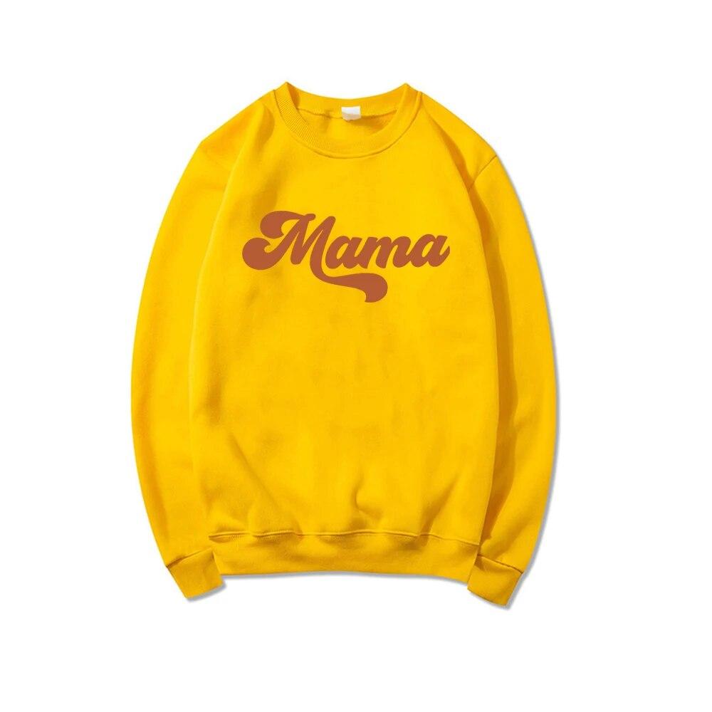 Толстовка Mama Retro Mom Hoodie Mama Пуловер з круглим вирізом Жіночі світшоти з довгим рукавом Подарунок на День матері Подарунки для нової мами Повсякденні топи унісекс