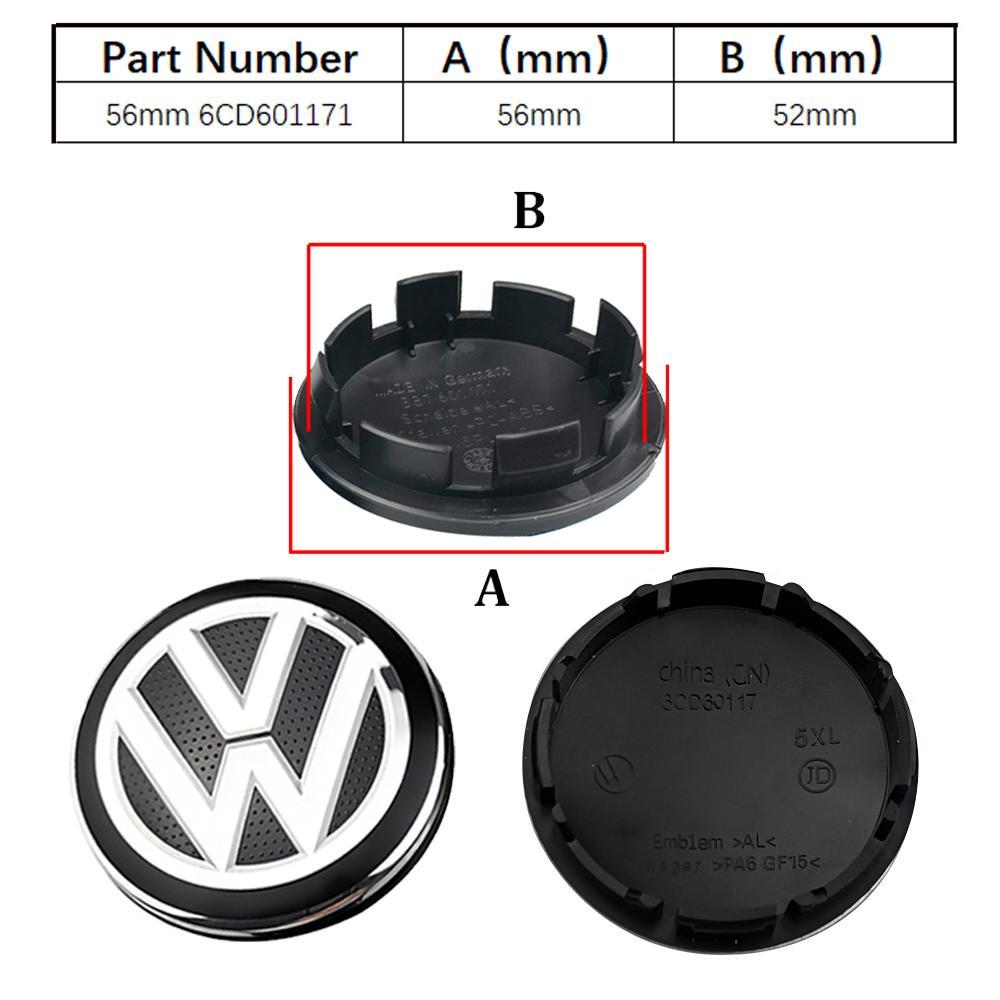 4 SZTUKI 55mm 65mm nakładka na środek felgi do modelarstwa samochodowego emblemat nakrętka piasty pasująca do VW Volkswagen Golf Sharan Passat Tiguan Akcesoria