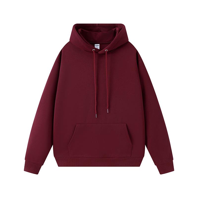 Men's and Women's Warm Cotton Hooded Sweatshirt - Plain Color, Loose Fit, Autumn Winter Style