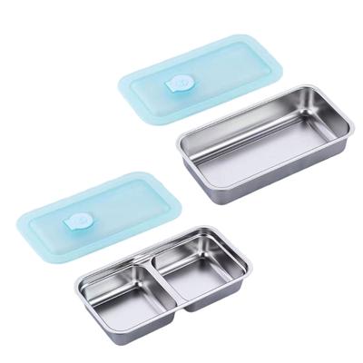 Versiegelte Metall-Meal-Prep-Box mit transparenten Deckeln Langlebiger 304 Nichtroststahl Leicht zu reinigen für Schule Arbeit oder Camping
