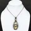 Fossil Coral, Moonstone Copper Wire Wrap Jewelry Pendant 3.35" I1p76