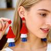 Unabhängigkeitstag Amerika Quastenohrringe - Rot, Weiß, Blau Flaggenfarben