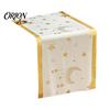 Party Table Decorations Eid Mubarak Runner, Ramadan Gold Moon Stars Tablecloth, Islamic Happy Decorative Runner for Dining Holiday Rectangular