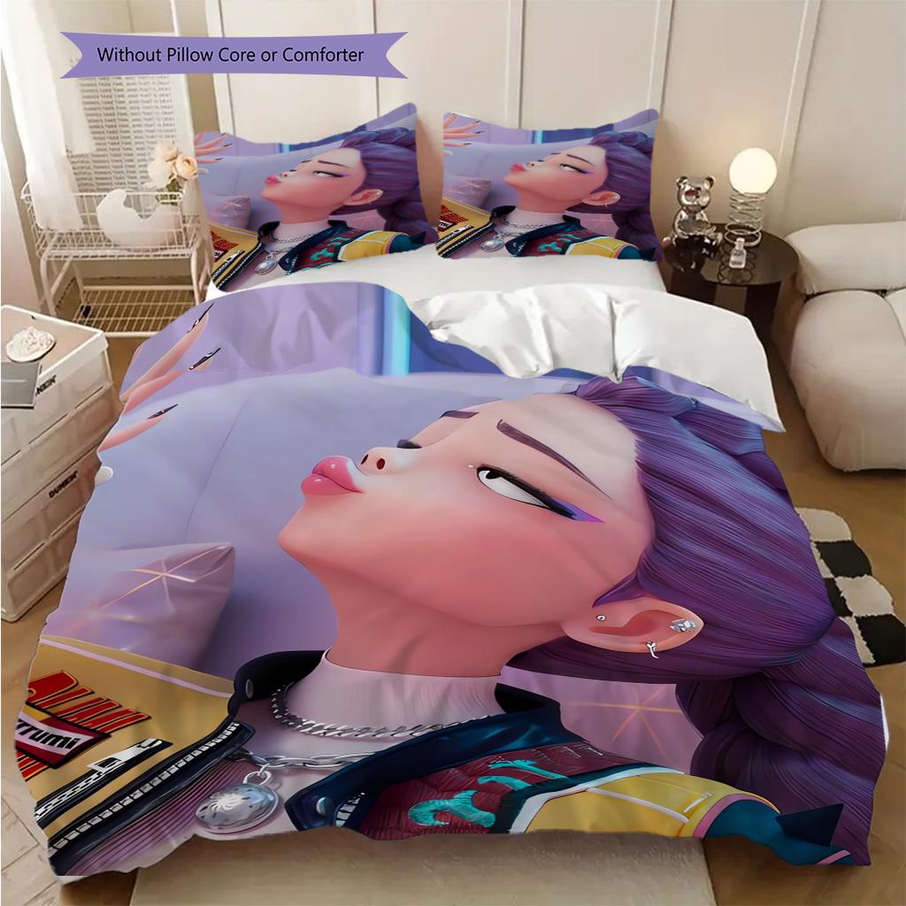 Vibrant Fashion Bold Expression Three-piece set (1 * duvet cover + 2 * pillowcase, without core) 2D Flat Duvet cover and pillowcase