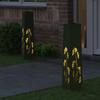 Solar LED Path Light 2 Pcs Olive Green Cold Rolled Steel