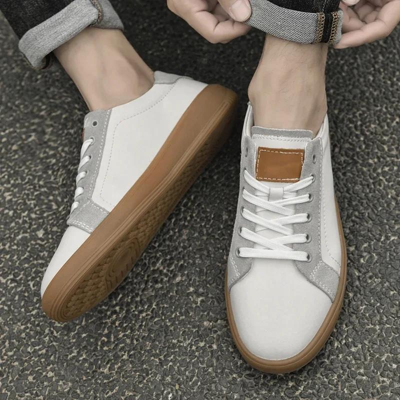 Fashion 2025 Men Casual Shoes High Quality Leather Walking Muller Shoes Simple Outdoor Antiskid Flat Designer Sneakers Oxford Shoes