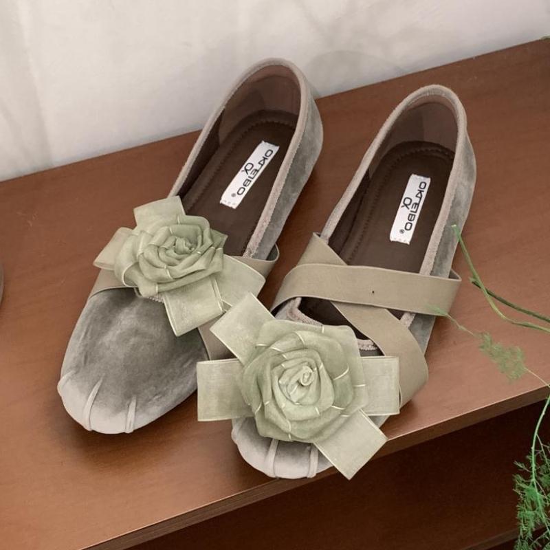 Fashion Elegant Flower Decoration Flat Mary Jane Shoes Women Fashion Round Toe Shallow Cross Tied Casual Shoes Sweet Lolita Dress Shoes