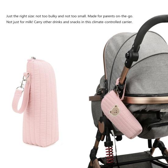 Insulated Baby Bottle Bag Bear Graphic Design Portable Bottle Carrier Breast Milk Storage Temperature Control Travel Daycare Organizer