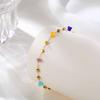 Exotic Irregular Colorful Stone Necklace for Women, Stainless Steel Gold Plated Boho Chain Choker, Aesthetic Jewelry Gift
