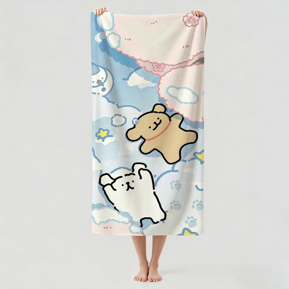 Cartoon cute Line Puppy Towel Drying Bath Towel Applicable To Light Swimming Camping Yoga Beach Out