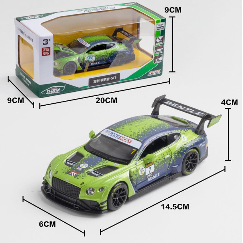 Model auta Bentley Continental GT3 v měřítku 1/32, stahovací autíčko se zvukem a světlem pro děti Batole Kluci Dívčí Dárková kolekce