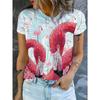 Watercolor Flamingo Tropical Tshirt Women Casual Short Sleeve Crew Neck Summer Beach Vacation Graphic Tee Funny Daily Wear