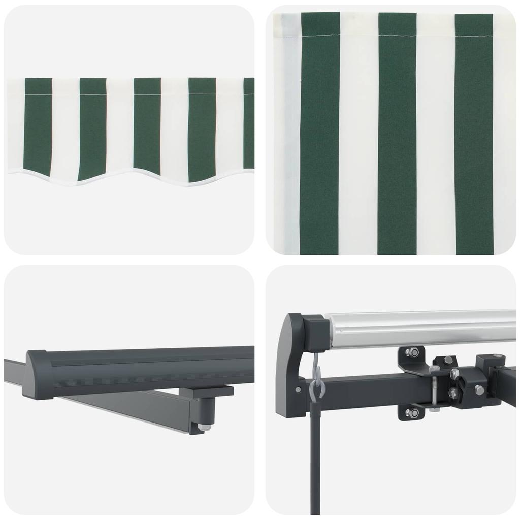 Retractable Awning Green and White 450 X 350 Cm