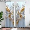 2Pcs Elegant Floral Print Window Curtains Rod Pocket Design Polyester Material Perfect For Living Room Bedroom More Home