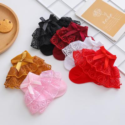 0 à 2 Ans Tout-Petit Coton Dentelle Volant Princesse Maille Respirante Chaussettes Enfants Cheville Courtes Couleur Bonbon Fines Chaussettes d'Été