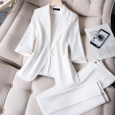 Elegant To-delt Casual Sæt til Kvinder: Blazer og Bukser