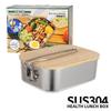 304 Stainless Steel with Bamboo Cutting‑Board Lid Portable Meal Container for Camping, BBQ & Picnics