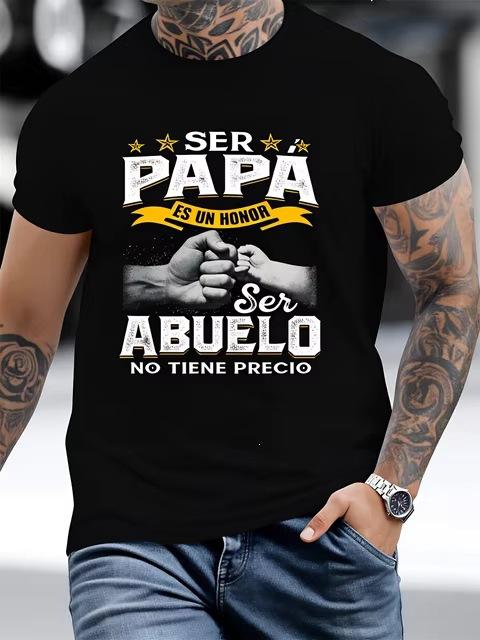 Cross-border European and American trends Spanish grandpa t-shirt black grandpa men s cross-border, domestic trend men s short-sleeved t-shirt s - us чёрный