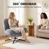 Living Room Swivel Lounge Chair With Wide Seat Integrated Armrest Chenille Look Dark Gray