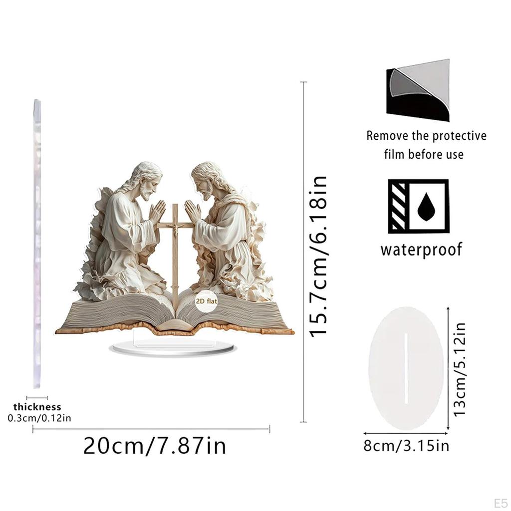 2D Acrylic Sign Jesus Ornament Handcraft Christmas Gift Tabletop Decoration for Home Office