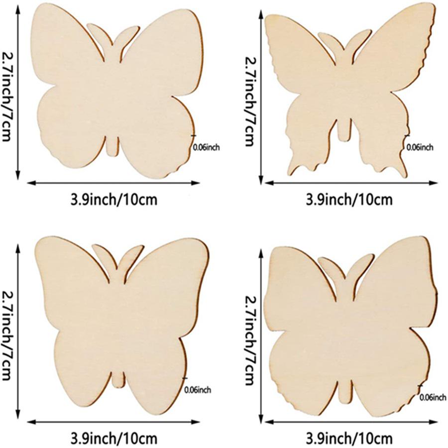 40-Piece DIY Unpolished Wooden Butterfly Set for Children's Day Painting