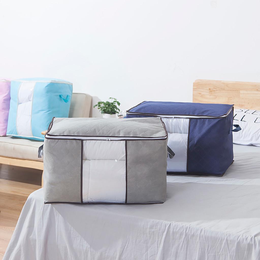 Foldable Large Non-woven Clothes Quilt Blanket Zipper Storage Bag Organizer Box