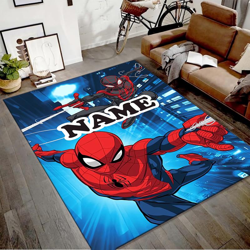 Custom Spider Man Mat Personalized Name, Polyester Washable Indoor Entryway Rug, Gift for Christmas, Easter, Thanksgiving Day