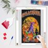 5D Diamond Painting Halloween Pumpkin Full Round Diamond Embroidery Cross Stitch Kit Cartoon Bat Mosaic Wall Decor Art 30x40cm/12x16inch