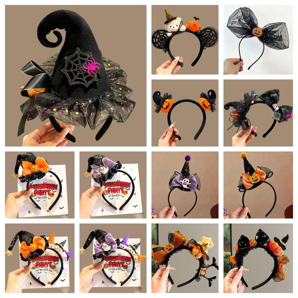 Ghost Witch Hat Headband Pumpkin Cone Hat Hair Hoop Halloween Party Hair Band  Photo Props