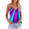 2023 Summer Sleeveless Zip Print Tank Top For Women Fashion Loose Casual V Neck Shirt Elegant Vest Clothing 25562