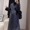 2025 V-neck Double-sided Wool Coat with Flowing Ribbon - Women's Autumn/Winter Design