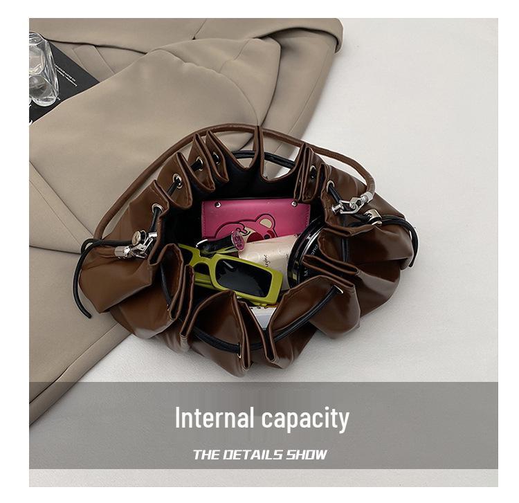 Plissierte Wolke Damen Umhängetasche Knödelform - Trendig, Vielseitig, Großes Fassungsvermögen, Schultertasche mit Kordelzug