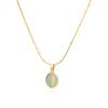 Cute Sweet Gold Color Stainless Steel Water Drop Opal Stone Pendant Necklace for Women Charm Bride Collar Jewelry Colorfast