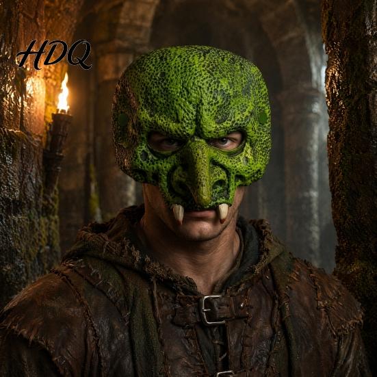 Soft Foam Face Masque Old Witch Halloween for Adults, Horror Green Half Durable Faded Resistant Masquerade Accessory Party, Cosplay Costume, Carnival
