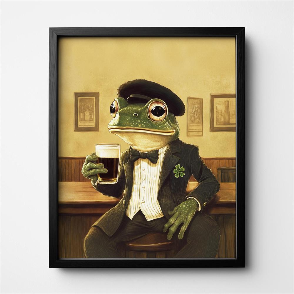 Gentleman Frog Vintage Portrait Print Poster Frog Wearing Clothes Print Renaissance Animal Portrait Canvas Painting Funny Poster