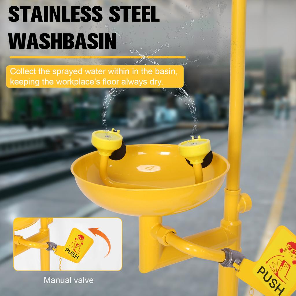 Emergency Eye Wash & Shower Equipment NPT Thread Integrated Eyewash and Shower System with Emergency Sign for Industrial Lab Use