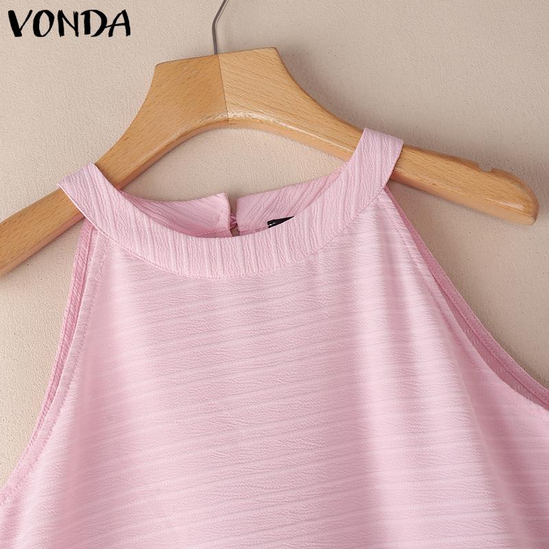 VONDA 2PCS Women Sets Sleeveless Ruffled Tanks and Elastic Waist Shorts Texture Outfits