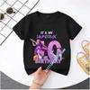New K Pop Demon Huntersd T-shirt for Children Cartoon Birthday Number Printed T Shirts Girls Short Sleeves Tops Kids Clothing