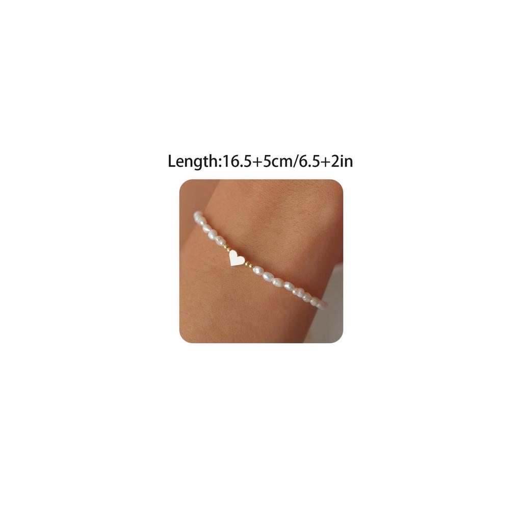 18K Gold-Plated Stainless Steel Heart Bracelet with High-Gloss Baroque Pearl