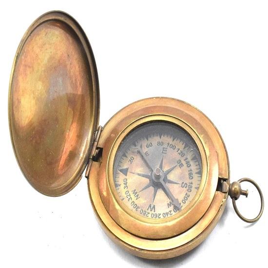 Handmade Brass Push Button Compass Stanley London Directional Compass Brass Pocket Compass 3 Inch