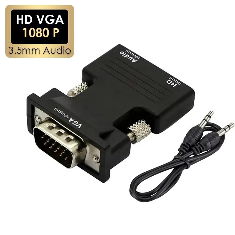 HDMI-compatible to VGA Adapter With 3.5mm Audio Cable 1080P VGA to HDTV Converter For Computer Laptops TV Box Projector Monitor