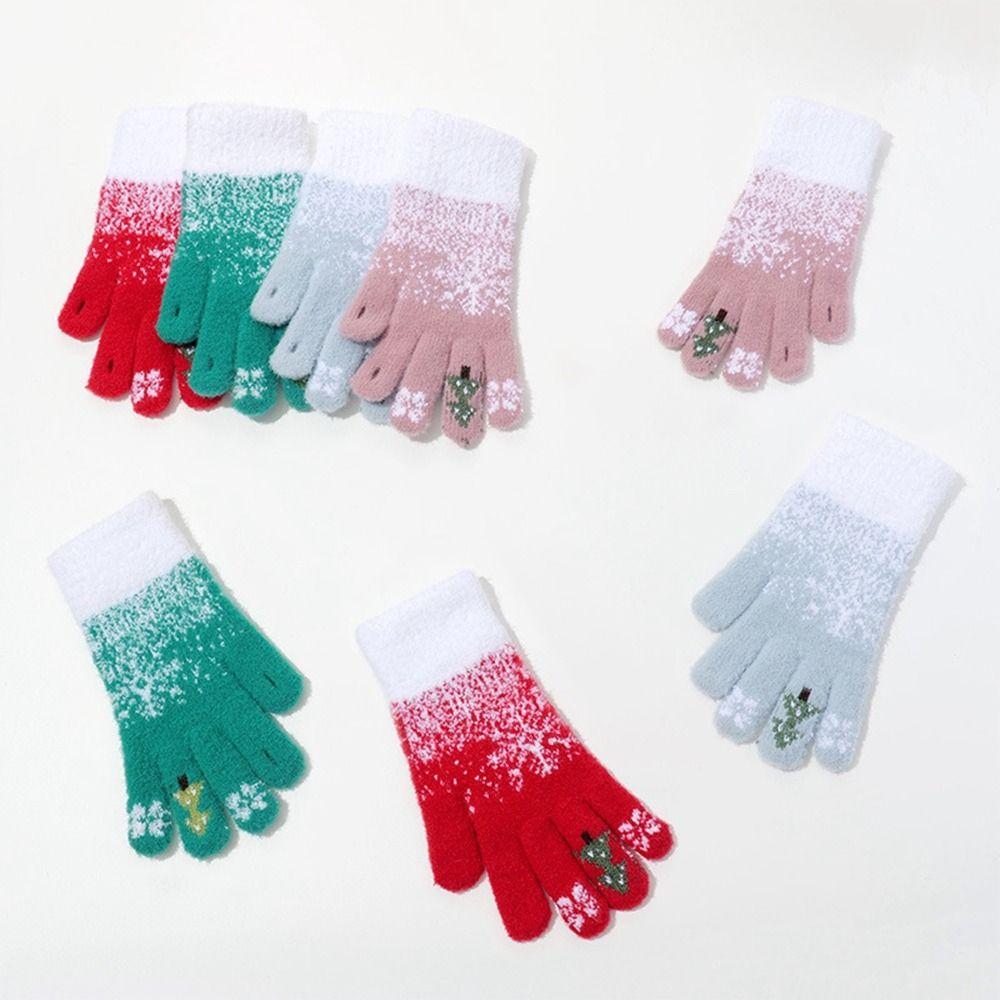 Warm Christmas Knitted Gloves  Women Mittens Fashion Winter Velvet Gloves  Riding