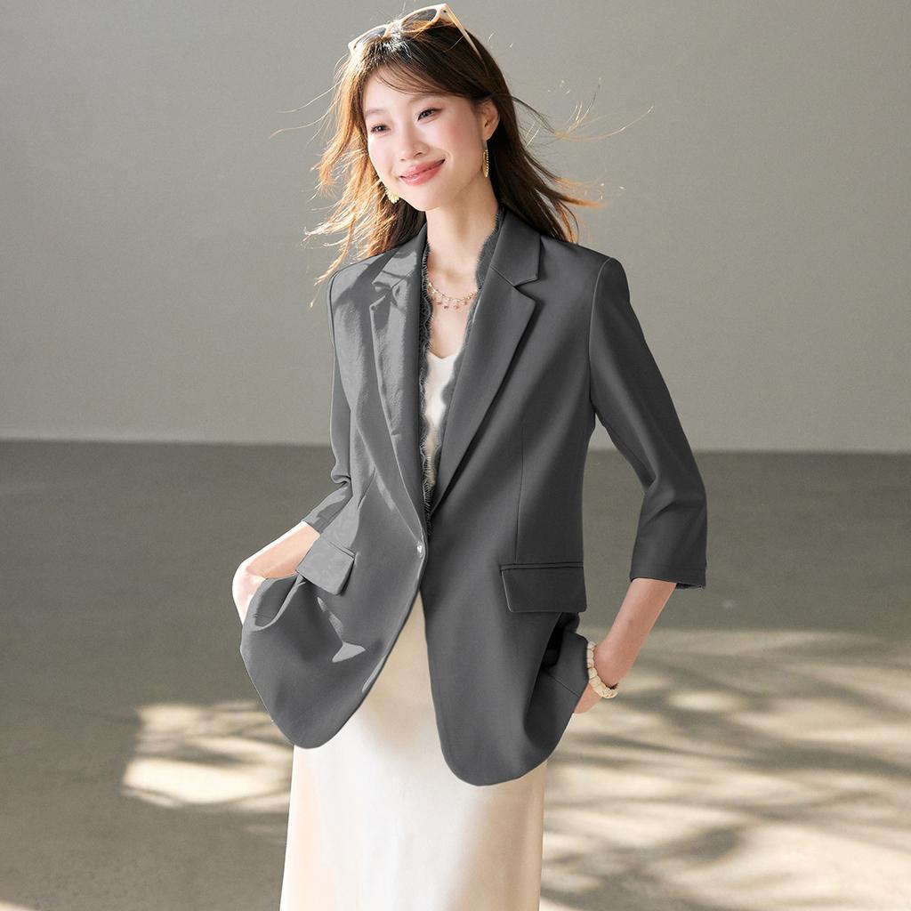 Premium Splicing Women's Suit for Summer 2026, New V-neck One Button Commuter Premium Women's Jacket