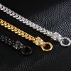 Massive Gold Plated Stainless Steel Double Wolf Head Hand Bracelet for Men Curb Cuban Chain Jewelry Party Gifts Homme Bracelets
