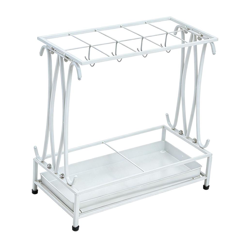 Compact Umbrella Stand with Drip Tray, Multifunctional And Metal Storage for Hotel Entrance.
