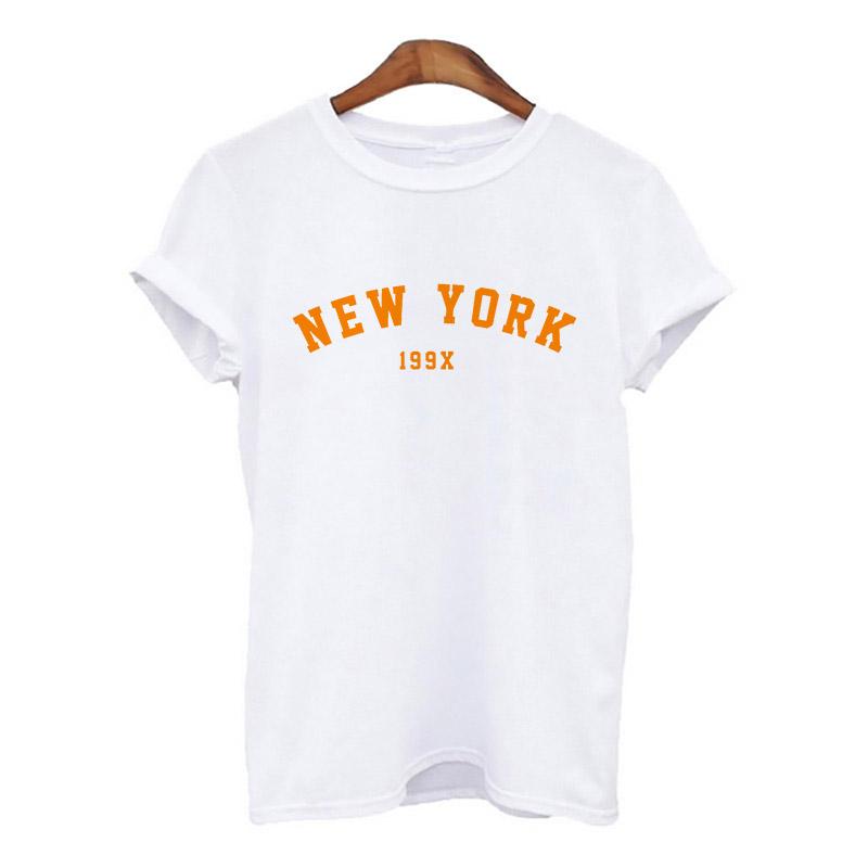 Harajuku Women Tshirt New York Summer Print White Black T Shirt Ladies Clothing 90S Tops Graphic Clothes Female Tee Shirt 2025